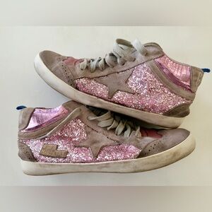 Golden Goose Mid Star Pink Glitter Size 40
